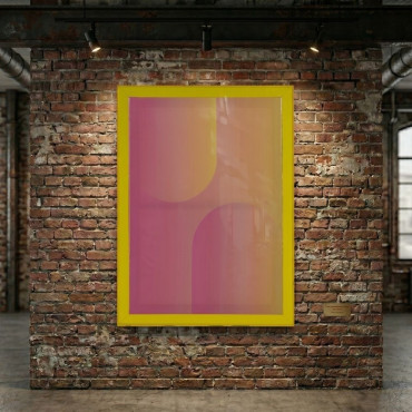 Cuadro impresión abstracta con marco acrílico amarillo 50x70x3,3 cm
