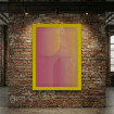 Cuadro impresión abstracta con marco acrílico amarillo 50x70x3,3 cm