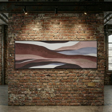 Cuadro paisaje marrón abstracto retocado a mano horizontal 125 x 50 x 3,8 cm