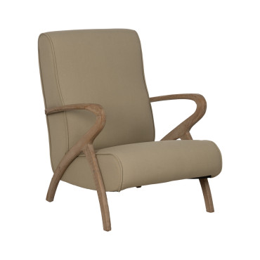 Sillón de madera tapizado beige 57 x 85 x 55 cm