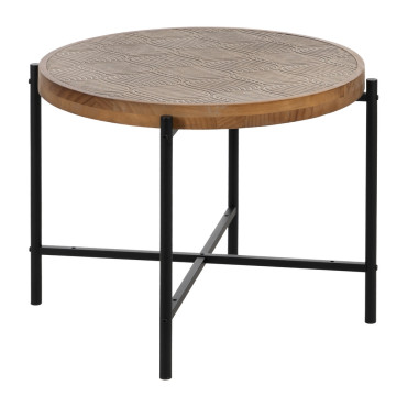 Mesita de centro auxiliar redonda en madera de Pino 69 x 52,50 x 69 cm