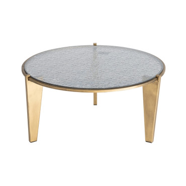 MESA CENTRO ORO VIEJO CRISTAL-METAL 79 X 79 X 37,50 CM