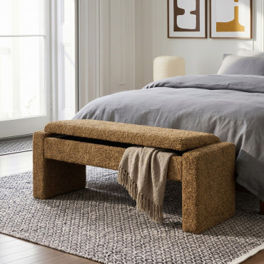 BANCO BAÚL OCRE DM-TEJIDO 117 X 43 X 45 CM