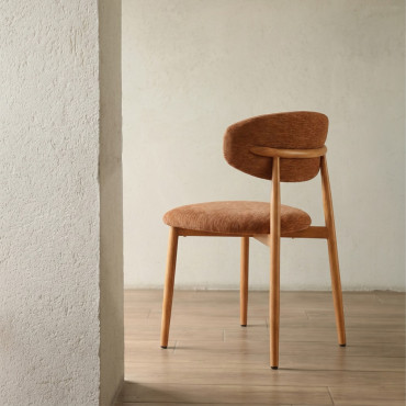 Silla de comedor tapizada melocotón Contract Patas Acero 53x76,5x51 cm