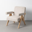 SILLÓN BEIGE TEJIDO-MADERA SALÓN 74 X 76 X 85 CM