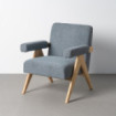 SILLÓN AZUL TEJIDO-MADERA SALÓN 74 X 76 X 85 CM