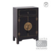 Mesita de noche con 1 cajón y 2 puertas Oriente, Negro - Oro