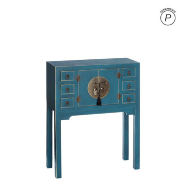 Consola recibidor de 2 puertas y 6 cajones Oriente, Azul