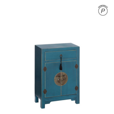 Mesita de noche con 1 cajón y 2 puertas Oriente, Azul