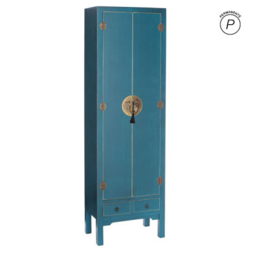 Armario 2 Puertas Y 2 Cajones Azul Dm 55 X 33 X 185 Cm