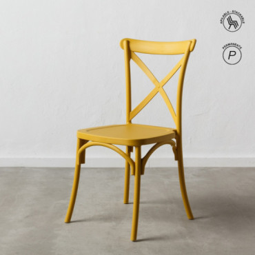 Silla apilable de comedor en polipropileno Amarillo 48,5 x 91 x 43 cm