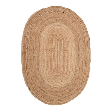 Alfombra ovalada de yute natural para salón y dormitorio 230 x 160 cm