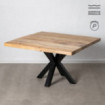Mesa de comedor de madera cuadra Natural - Negro 130 x 76 X 130 cm