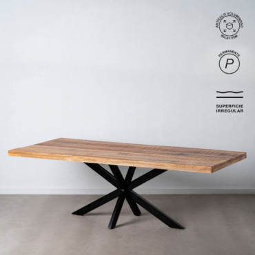Mesa de comedor en madera de Mango Natural - Negro 240 x 79 x 100 cm