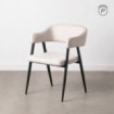 Silla de Comedor Tapizada Crema Patas de Acero Negro 56x81x60 cm