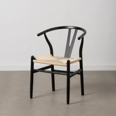 Silla Negro Madera / Fibra Salón 55 X 55 X 77 Cm