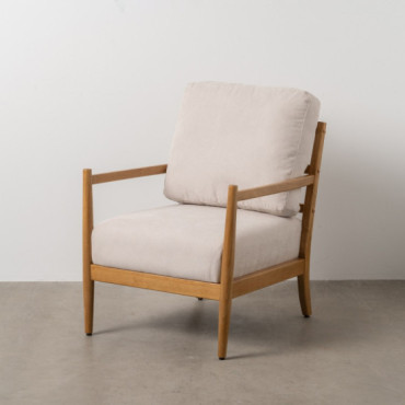 Sillón Blanco-Natural Madera-Mdf 65 X 71 X 88 Cm