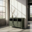 Aparador 3 puertas industrial Verde Menta 120 x 76 x 35 cm
