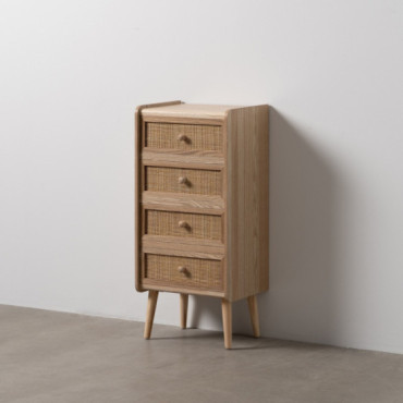 Sinfonier 4 cajones de madera de Paulonia Samir Natural - 40 x 87 x 30 cm