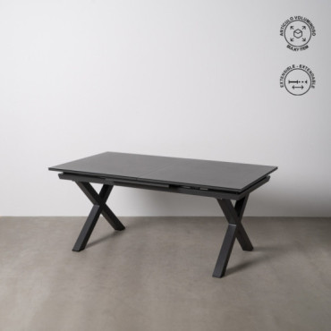 Mesa de comedor extensible cerámica Negra 180-240 x 77 x 100 cm
