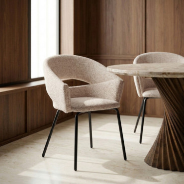 SILLA BRAZOS BEIGE TEJIDO-METAL 59 X 61 X 82 CM