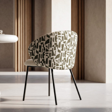 Silla de Comedor Tapizada Estampado Estructura Metal Negro 56,50x74,50x56 cm