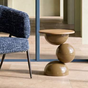MESITA MARRÓN MADERA-METAL 49,50 X 49,50 X 58,50 CM