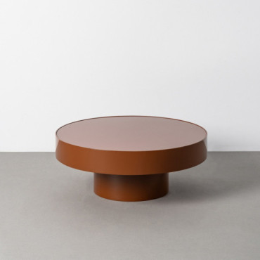 MESA CENTRO TEJA CRISTAL-METAL 80 X 80 X 32,50 CM