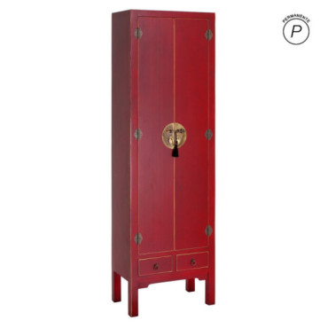 Armario de salón Oriente Rojo 2 puertas 2 cajones 55 x 185 x 33 cm