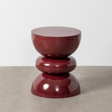 MESA AUXILIAR BURDEOS METAL DECORACIÓN 38 X 38 X 47 CM