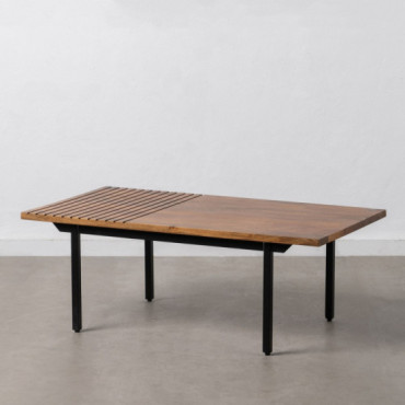 Mesa de centro Abner en madera de mango marrón y metal negro 110 x 40 x 60 cm