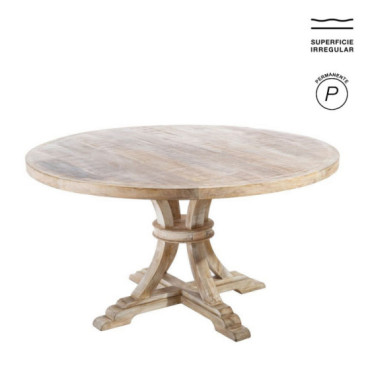 Mesa de comedor redonda madera Blanco decapé 150 x 76 x 150 cm