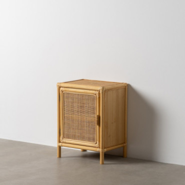 Mesa auxiliar de 1 puerta Ratán 46 x 60 x 35 cm