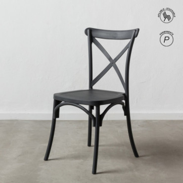 Silla apilable de comedor en polipropileno Gris oscuro 48,5 x 91 x 43 cm