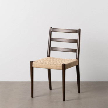 Silla Marrón Madera / Fibra Salón 44 X 50 X 80 Cm