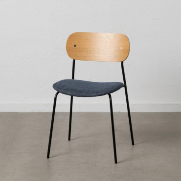 Silla Natural-Azul Tejido-Metal Salón 49 X 53 X 80 Cm