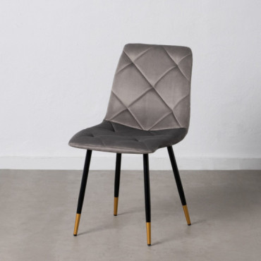 Silla terciopelo gris tejido-metal 45 x 86 x 50 cm