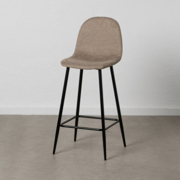 Taburete alto tapizado taupé y negro – Diseño moderno y resistente 45,5 x 105,5 x 45 cm