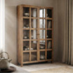 Vitrina en madera de mango con acabado natural y cristal 120 x 194 x 40 cm
