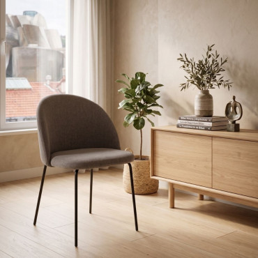 Silla de comedor de estilo moderno tapizada Gris 50 x 78,5 x 50 cm.