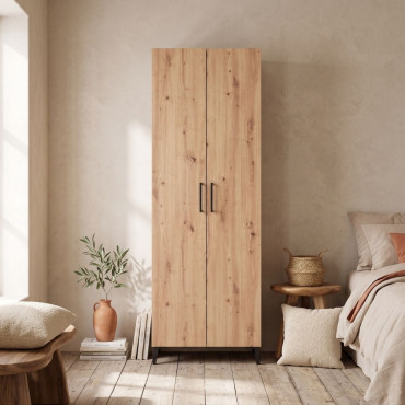 Zapatero de pie Basilea 2 puertas Roble Artisan 68 x 195 x 35 cm