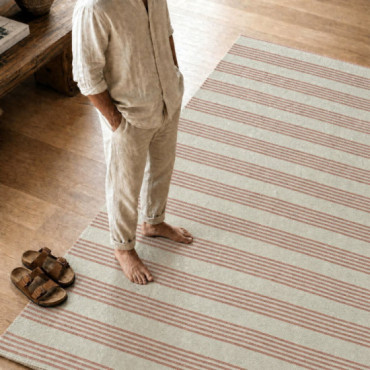 Alfombra in and out reversible a rayas en polipropileno terracota 160 x 1 x 230 cm