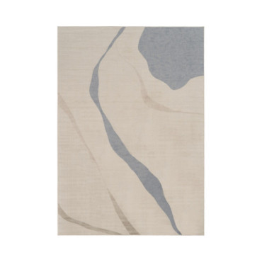 Alfombra salón ondas orgánicas natural-azul viscosa 160 x 1 x 230 cm