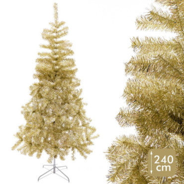 Árbol de navidad artificial de espumillón dorado brillante con 1180 ramas Ø130 x 240 cm