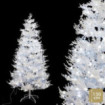 Árbol de navidad artificial flocado blanco con 190 luces LED frías y 340 ramas Ø91 x 150 cm