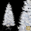 Árbol de navidad artificial flocado blanco con 240 luces LED frías y 485 ramas Ø107 x 180 cm