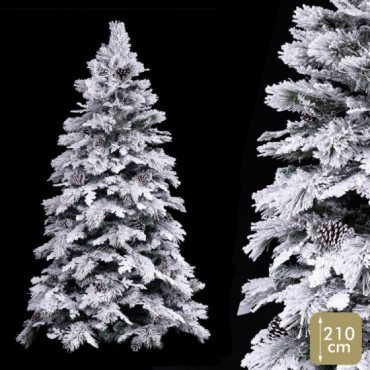 Árbol de navidad artificial nevado con 595 ramas plegables Ø120 x 210 cm