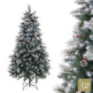 Árbol de navidad artificial nevado con acebo y piñas de 1029 ramas Ø120 x 210 cm