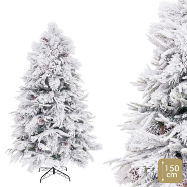 Árbol de navidad artificial nevado con piñas de 312 ramas Ø100 x 150 cm