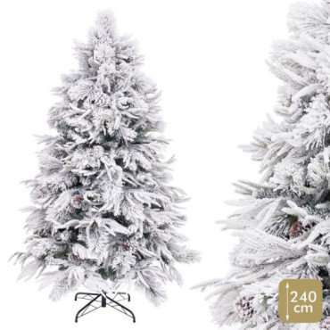 Árbol de navidad artificial nevado con piñas y 968 ramas Ø145 x 240 cm